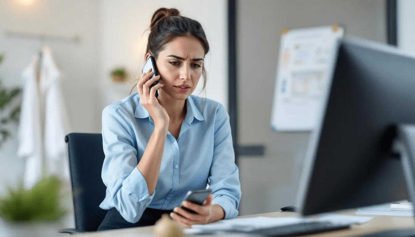 Wizerunek przedstawia kobietę rozmawiającą przez telefon z ginekologiem na temat antykoncepcji awaryjnej. W tle widać notatki dotyczące skuteczności tabletek dzień po oraz informacji o receptach farmaceutycznych i dostępnych metodach antykoncepcji w Polsce.