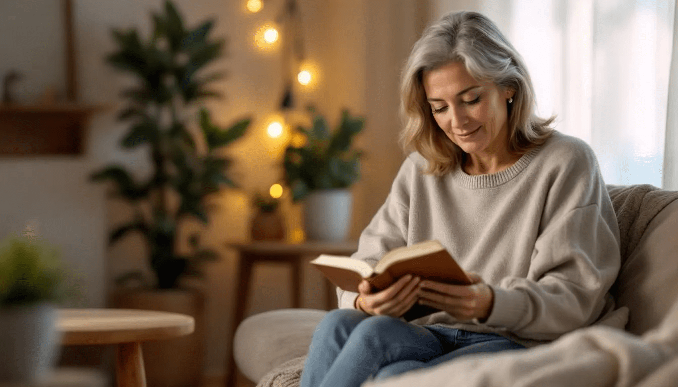. The image depicts a woman in her middle age, thoughtfully considering her options for managing menopausal symptoms such as hot flashes, mood swings, and sleep disturbances. Surrounding her are various remedies, including herbal supplements and hormone replacement therapy options, highlighting the importance of finding relief during this significant life stage. .