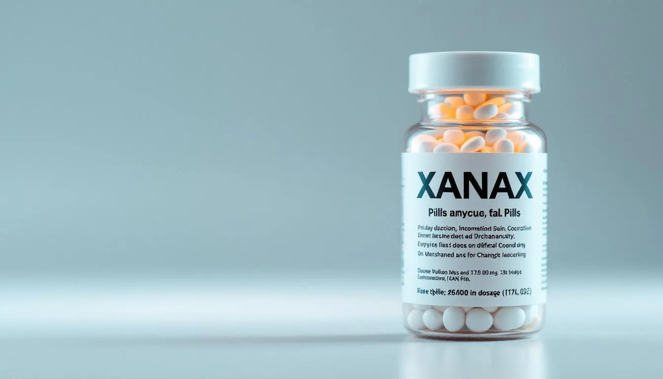 Ulotka leku Xanax przedstawia informacje dotyczące stosowania leku, w tym zalecaną dawkę początkową wynoszącą 0,5 mg oraz potencjalne skutki uboczne, takie jak osłabienie siły mięśniowej i zaburzenia pamięci. Zawiera również ostrzeżenia o ryzyku uzależnienia i objawach odstawienia w przypadku przerwania stosowania leku.
