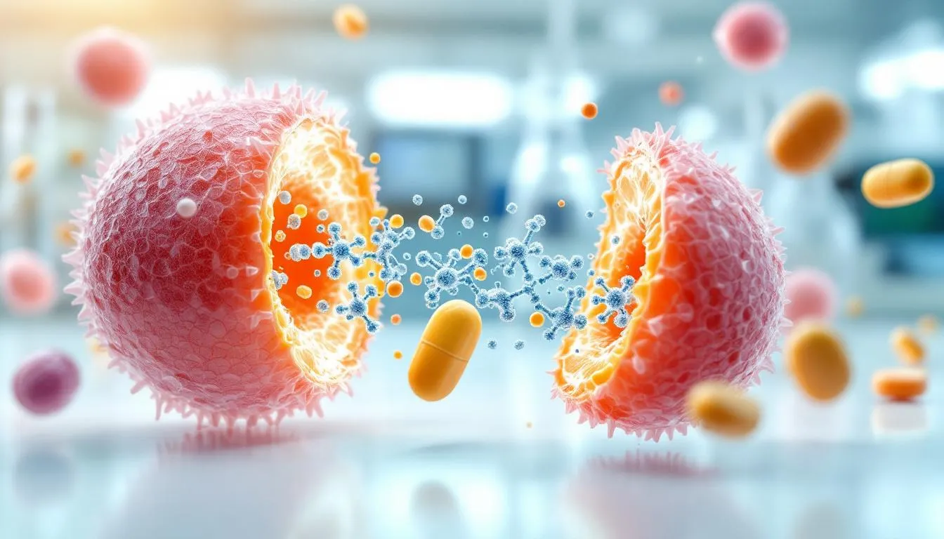 Wizualizacja przedstawia schemat działania selektywnych inhibitorów wychwytu zwrotnego serotoniny (SSRI), które są stosowane w leczeniu depresji oraz zaburzeń psychicznych, takich jak zespół lęku społecznego. Obraz ilustruje mechanizm blokowania wychwytu serotoniny, co może prowadzić do zmniejszenia objawów depresyjnych i lękowych.