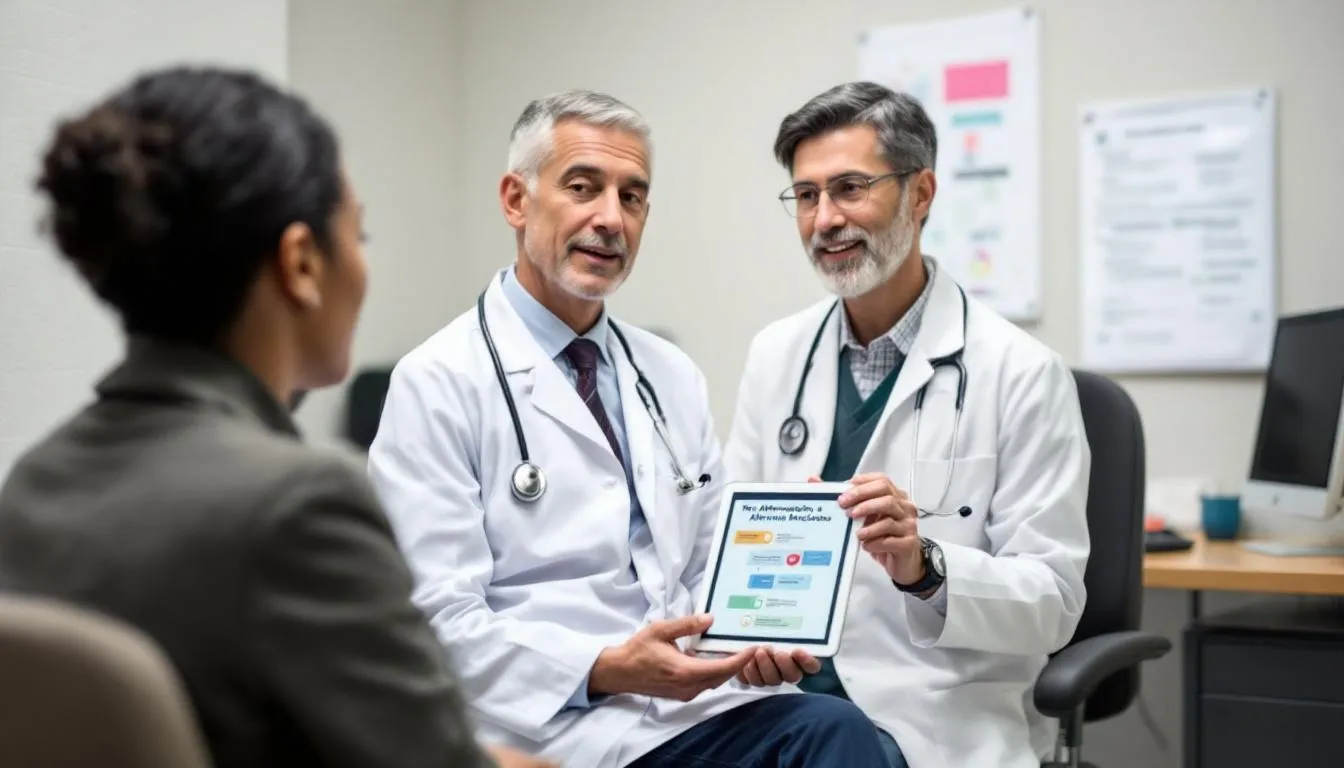 W obrazie lekarz omawia alternatywy dla leku Xanax, koncentrując się na ryzyku uzależnienia oraz skutkach ubocznych związanych z długotrwałym stosowaniem benzodiazepin. Przedstawia również różne metody leczenia zaburzeń lękowych, takie jak terapia poznawczo-behawioralna i leki przeciwdepresyjne, które mogą być stosowane zamiast leków uspokajających.