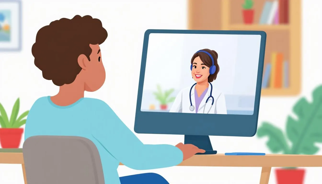 Co warto wiedzieć o zwolnieniu lekarskim od psychiatry online? Obrazek przedstawia osobę korzystającą z usług psychiatry online.