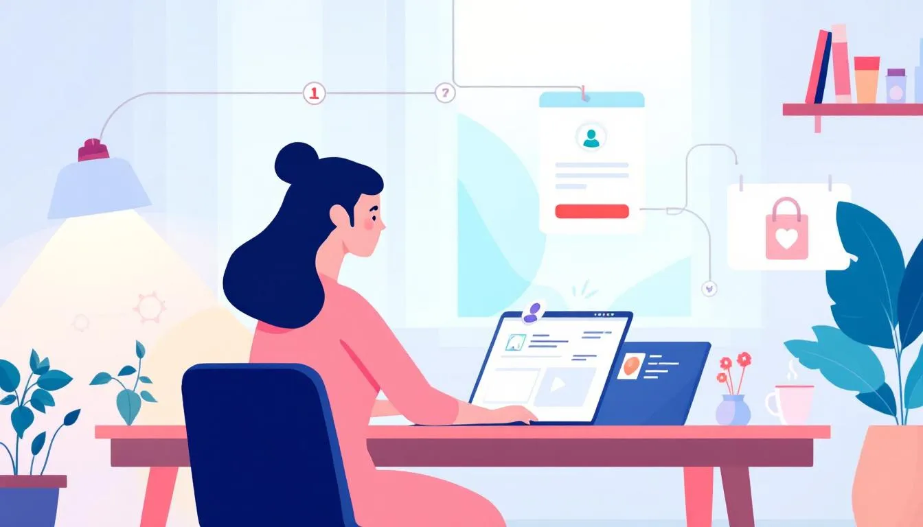 Proces uzyskania L4 od psychiatry online. Obrazek ilustruje kroki w procesie konsultacji online.