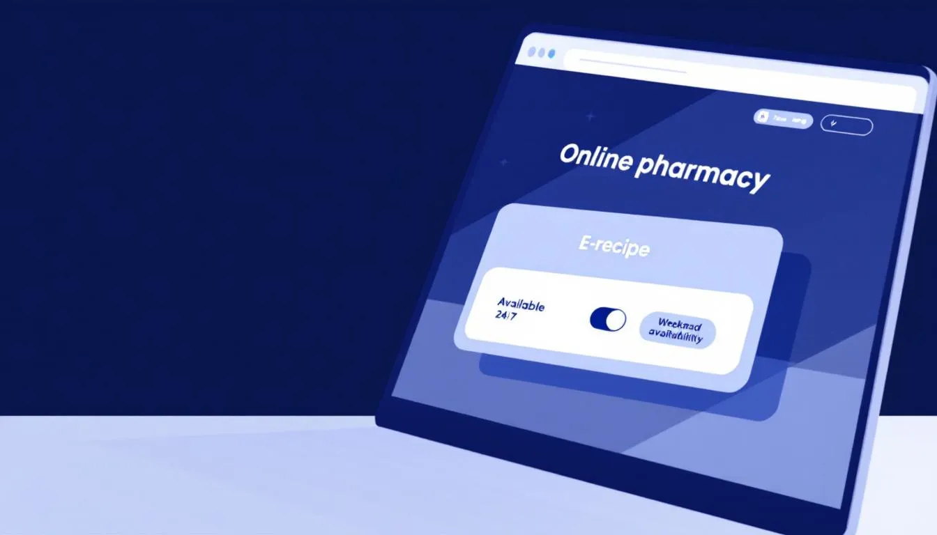 Recepta online czy działa w nocy i w weekendy? Obraz przedstawia komputer z otwartą stroną internetową dotyczącą e-recept.