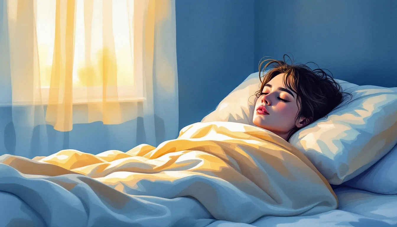 Związek między depresją a bezsennością, ilustracja przedstawiająca osobę zmagającą się z zaburzeniami snu.