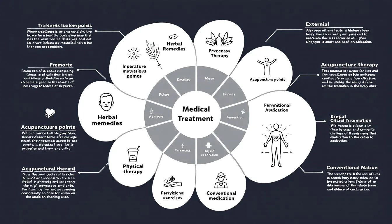 . The image depicts various alternative treatment options for anxiety disorders, illustrating the process of obtaining an e-recepta online through telemedicine consultations, emphasizing the importance of individual patient needs and the potential side effects of prescribed medications.