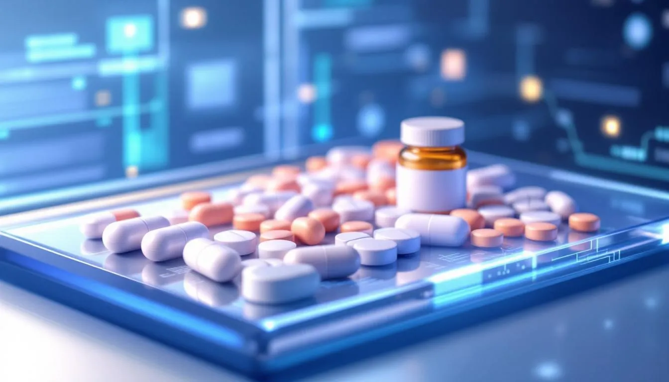 Jakie leki można otrzymać na receptę online od psychiatry? Obrazek przedstawia różne leki psychotropowe na stole.