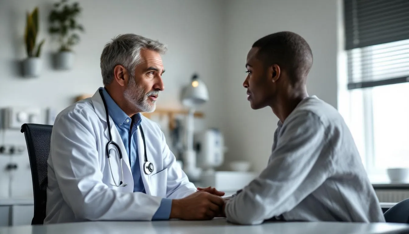 Wizja przedstawia lekarza ginekologa rozmawiającego z pacjentem na temat bezpieczeństwa stosowania antykoncepcji hormonalnej, w tym skuteczności tabletek antykoncepcyjnych oraz zalecanych metod zapobiegania ciąży. Lekarz omawia również znaczenie regularności przyjmowania tabletek antykoncepcyjnych oraz ewentualne skutki uboczne ich stosowania.